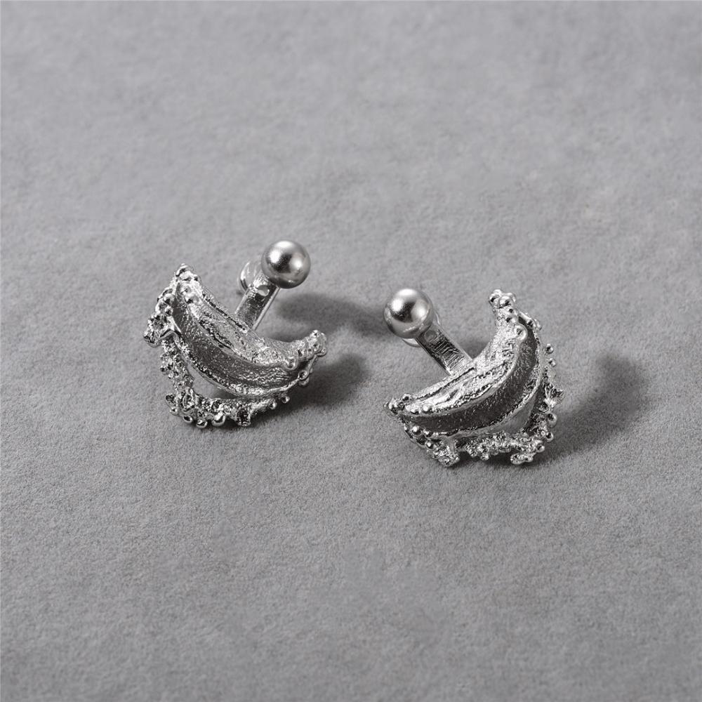 Vintage Semicircular Bending Irregular Old Removable Stud Earrings