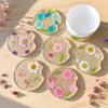Jijijing Car Coaster, Durable Resin Flower Drink Mirror Polished Unique Coffee Cup Holder, for Interior Accessories
