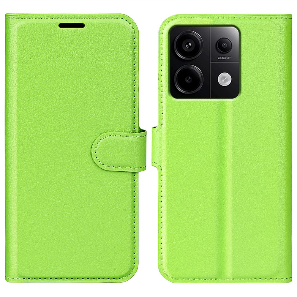 

For Xiaomi Redmi Note 13 Pro 5G/Poco X6 5G Case Litchi Texture Leather Phone Shell with Stand Green