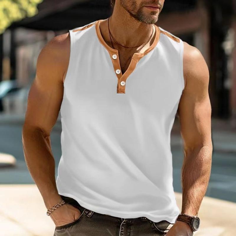 Men S Casual Solid Color Sleeveless Sports Vest For Summer M белый