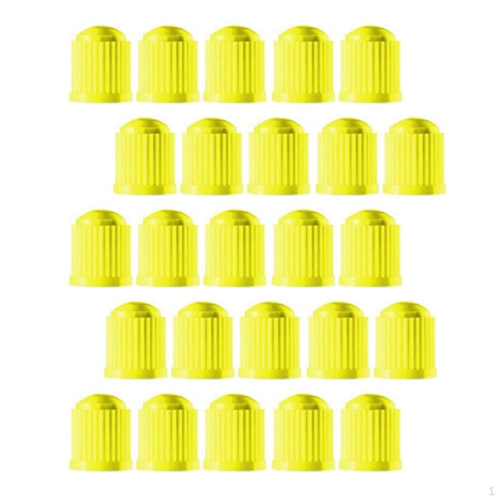 25 Pack Vehicle Tire Valve Stem Caps with Decorative Rubber Rings