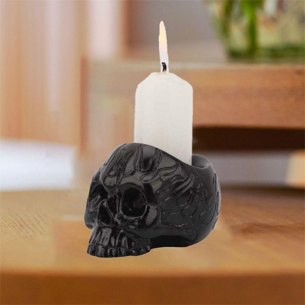 Unique Skeleton Candlestic Ornaments Handicraft Resin Candlestick Skull Candle Holder  Halloween