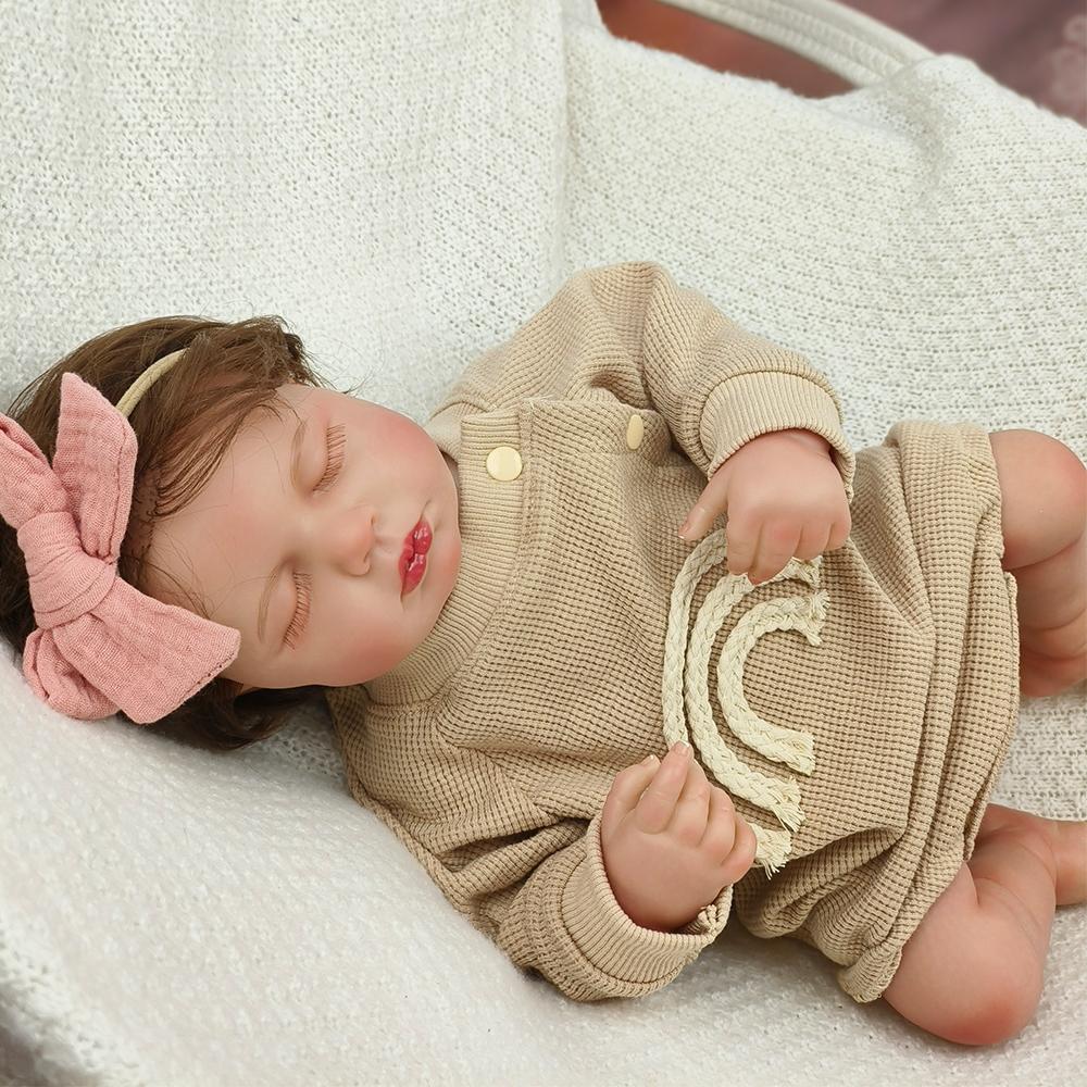 Reborn Bebe Loulou Newborn Dolls Sleeping Baby Handmade Painted Lifelike 3D Skin with Visible Veins Doll Toy