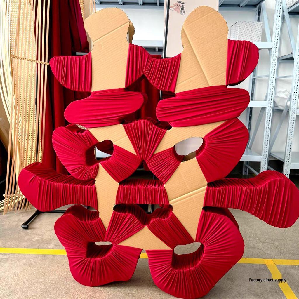 Red Elastic Milk Silk Wedding Decoration Cloth for Stair Railings, Hallway, and Indoor Ceilings