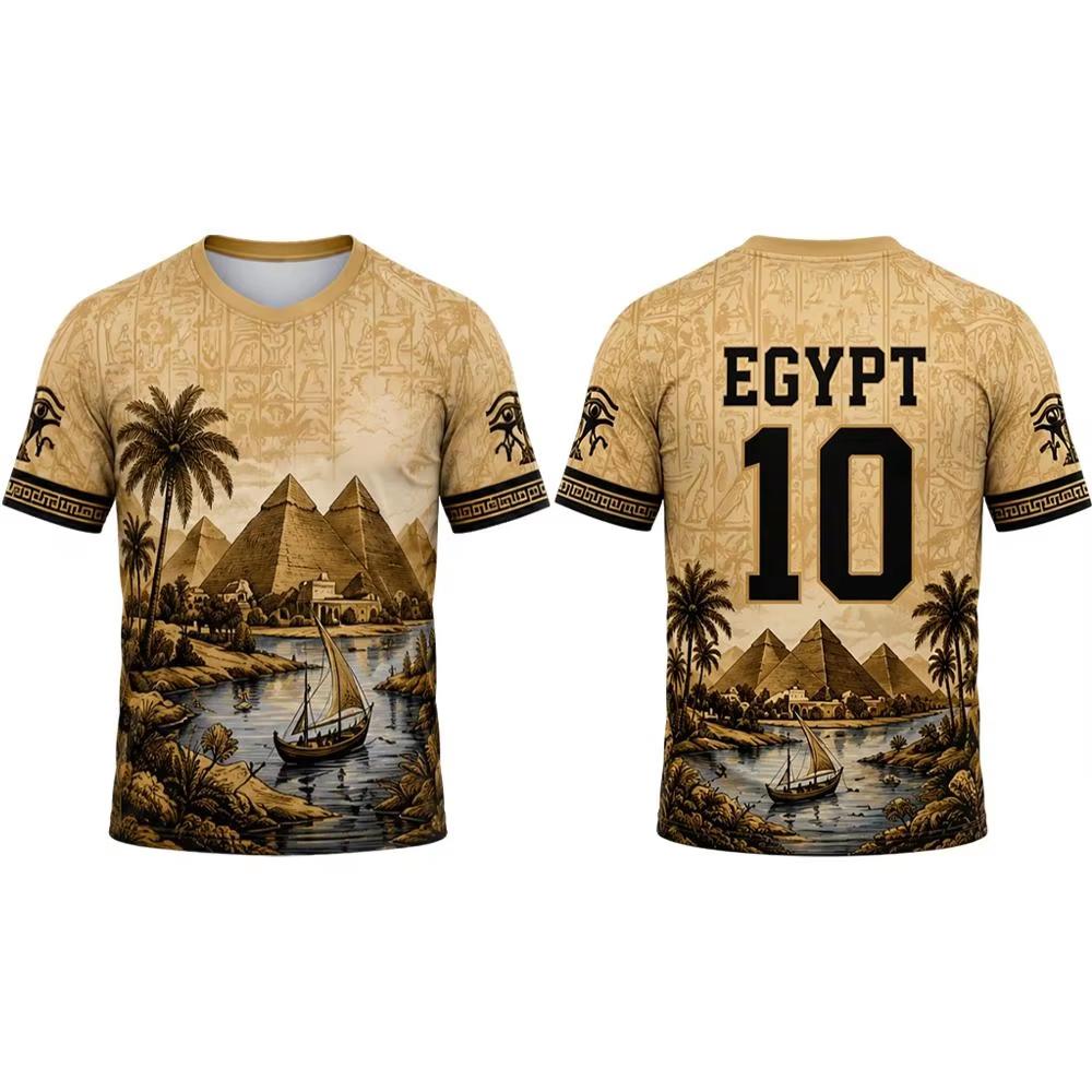 Men's Egypt Pyramid Pharaoh Graphic Short Sleeve Jersey Quick Dry Breathable Lightweight Football T-Shirt for Adult Fans