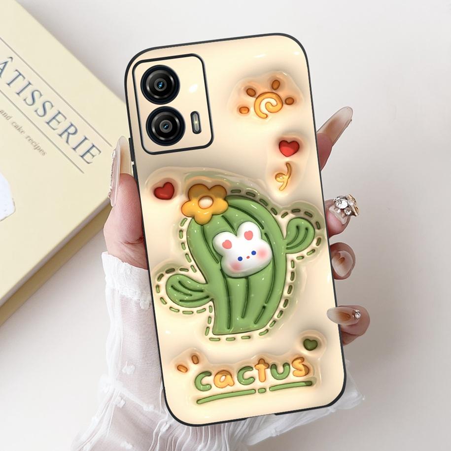 Shockproof Case For Motorola Moto G53 G73 5G Cover Cute Cactus Rabbit Cartoon Soft Silicone Matte Funda For MotoG53 MotoG73 Capa
