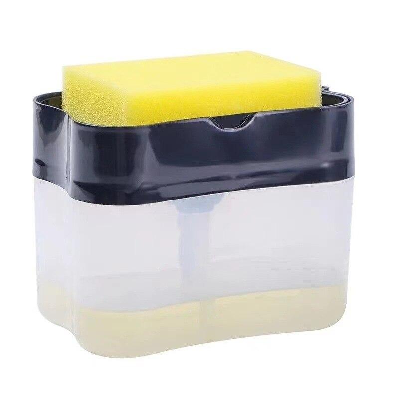 

Automatic Liquid Dispensing Pressure Sponge Scrubber Dishwashing Brush Kitchen Cleaning Soap Box Dish Soap Holder
