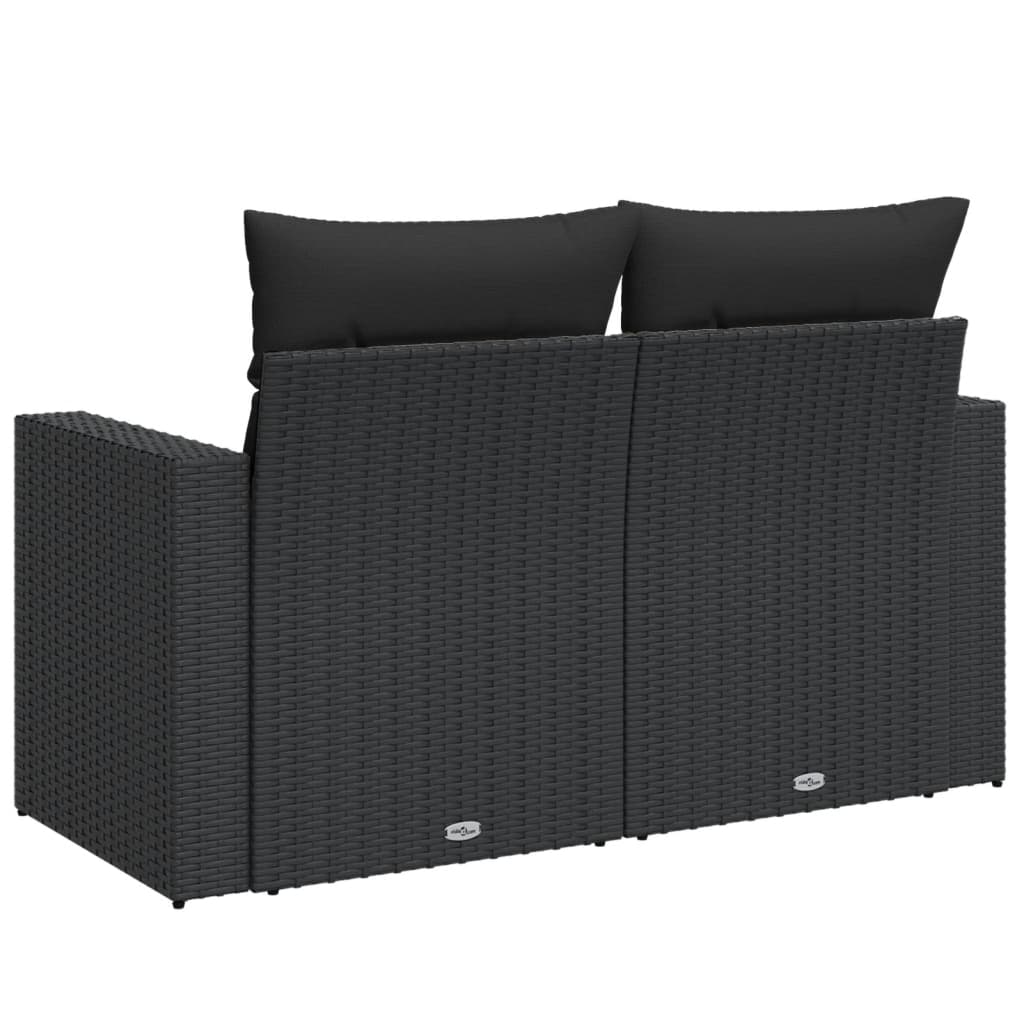 Vidaxl Sofa Ogrodowa Z Poduszkami, 2-Osobowa, Czarna, Polirattan