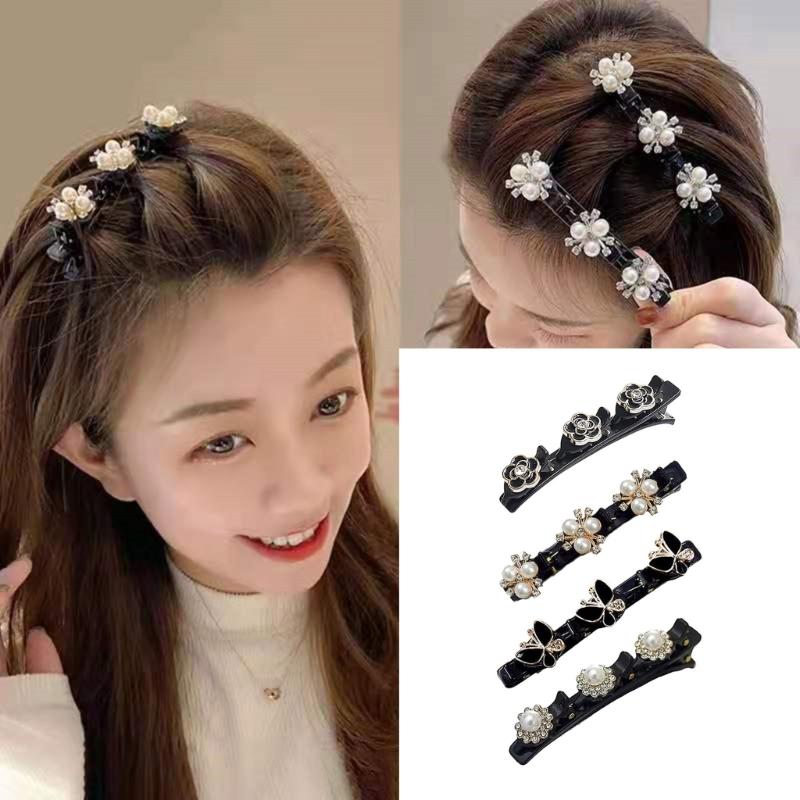 Pack Of 4 Plastic Bang Hair Clip NonSlip Strong Grip Flower Theme Barrette For Fringe Flyaways Hair Styling