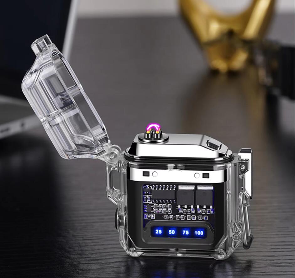 1PC New Transparent Shell Double Arc USB Electronic Lighter TYPE-C Fast ChargeLighting Plasma Lighter Electric Waterproo