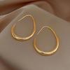 Luxury Gold Color Big Oval Hoop Earrings For Women Simple Desgin Large Geometric Earrings Party Wedding Jewelry Gift  Sale