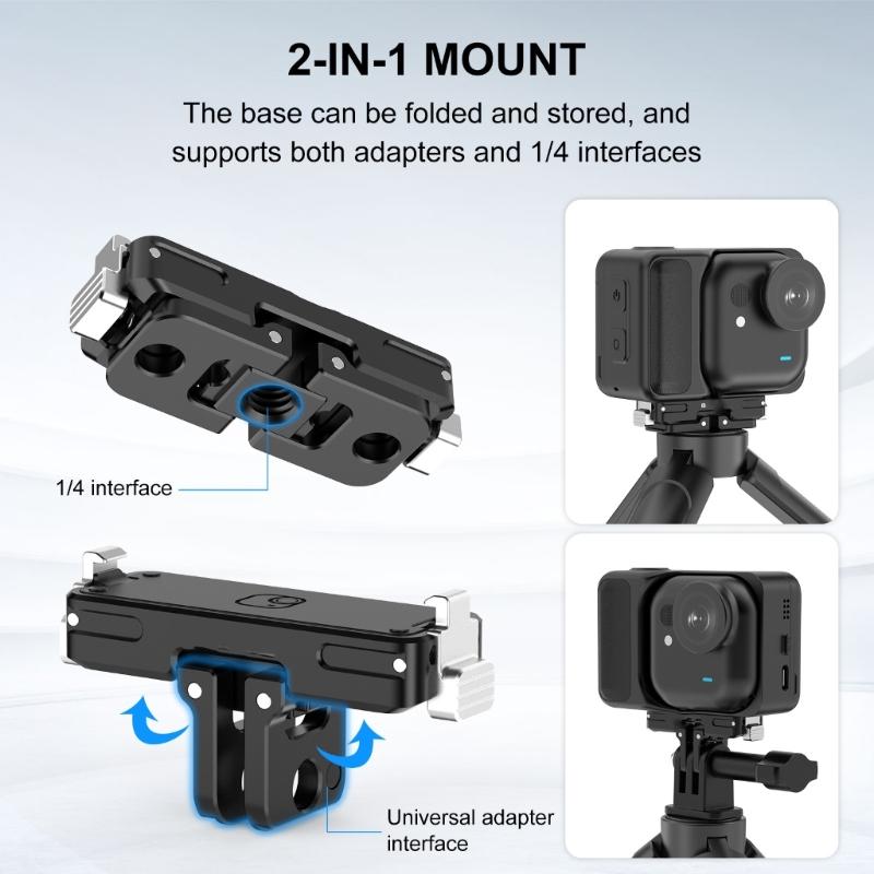 Outdoor Photography Foldable Camera Mount Adapter Magnetic Quick Detach Base 1/4 Tripod Screw Multiple Angle Adjustment