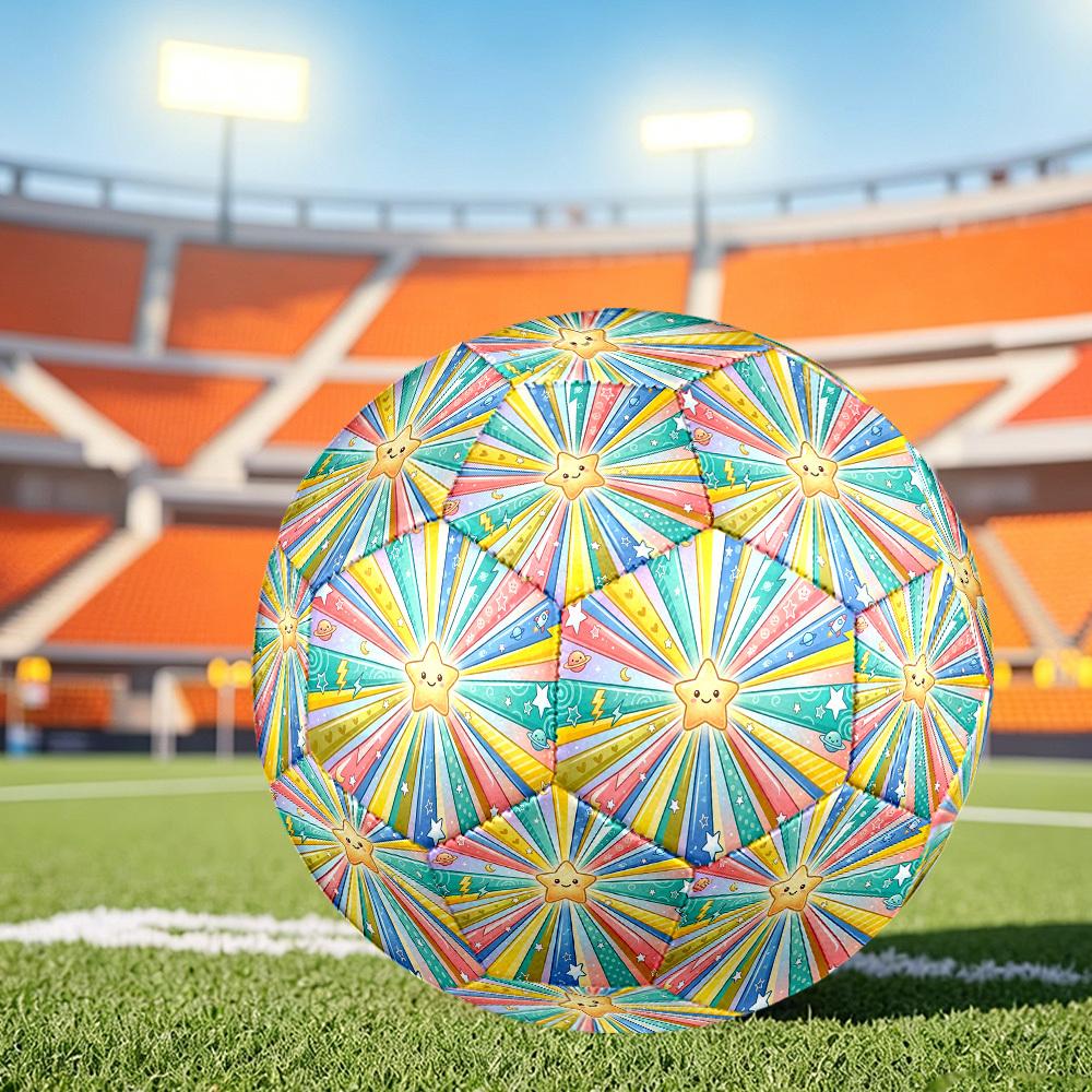 1pc Starburst Fun Themed Soccer Ball, Size 5, Lightweight PVC Material, Outdoor Training Soccer Ball Gift. Q62216