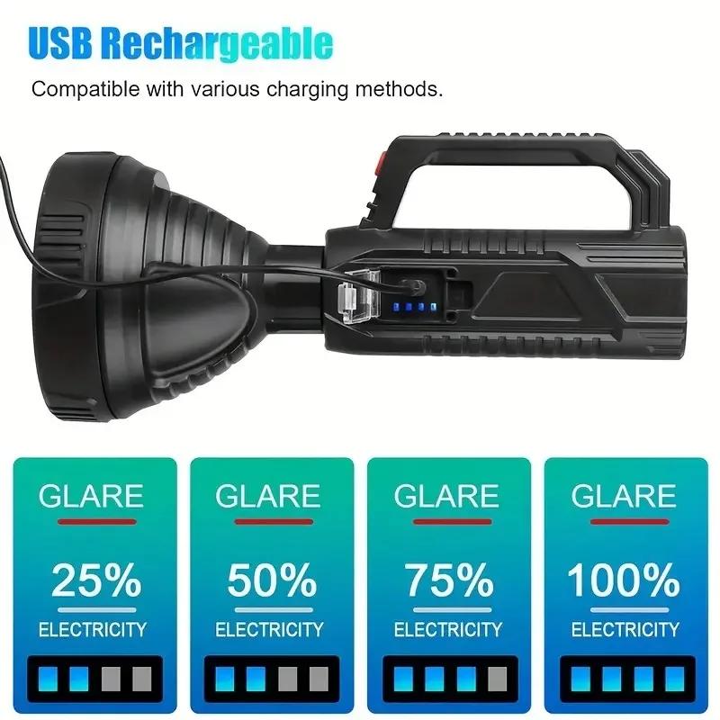 High Power LED Flashlight Water Resistant Fishing Lantern Torch USB Rechargeable Powerful Spotlight Searchlight Camping Lamp