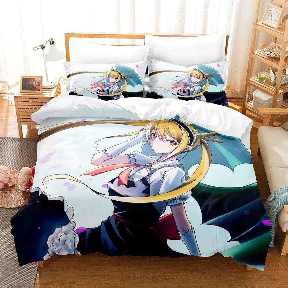 Anime Miss Kobayashis Dragon Maid Bedding Set Bedroom Soft Modern Bedspreads Comefortable Duvet Cover Quilt Cover And Pillowcase