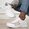 Women Wide Toe Hollow Sneakers Summer Breathable Casual Sports Shoes Lightweight Flower Design Board Shoes for Walking Daily