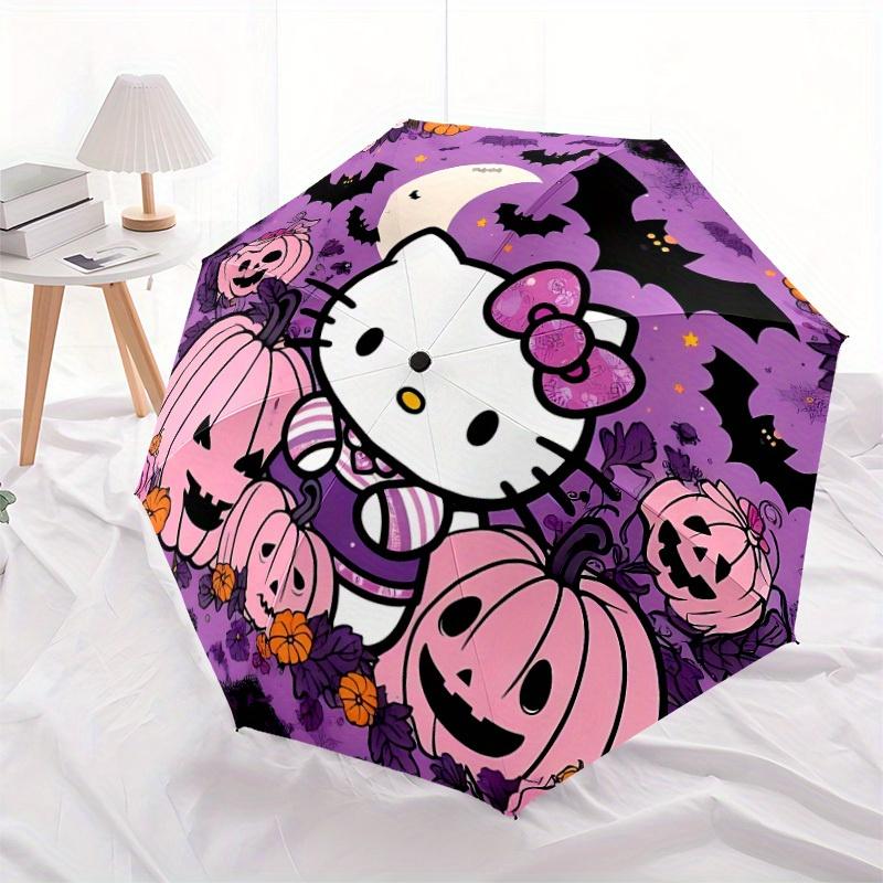 1pc Halloween Hello Kitty Automatic Opening/closing Umbrella, Compact Travel Umbrella - - Festive Accessory, Sturdy Ribs Yy250807089