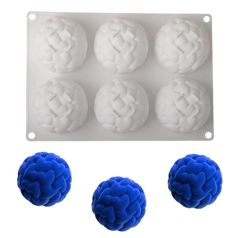 6 Cavity Heart Shaped Ball Mousse Silicone Molds Heart Shaped Chocolate Cake Dessert Molds French Pastry Baking Molds