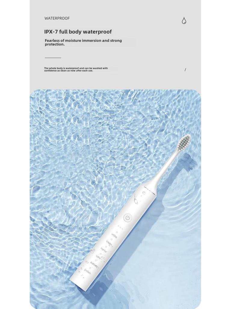 Unisex dobíjecí ultrazvukový elektrický zubní kartáček s měkkými štětinami pro domácnost i cestování