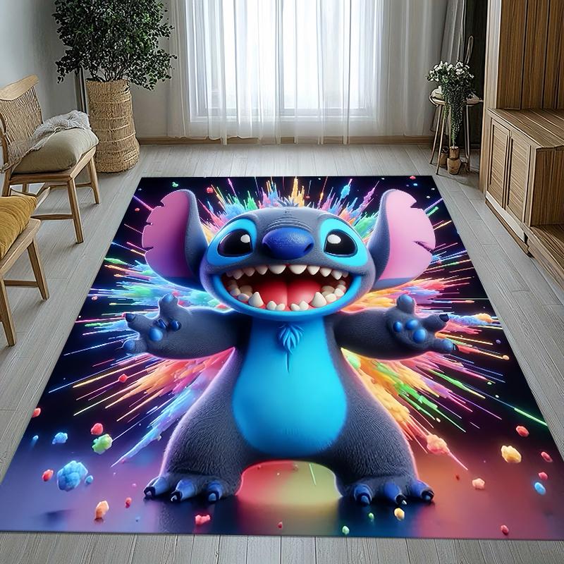 Tappeto Aree Non Scivolo Cartone Animato Lilo Stitch Angelo per Soggiorno, Tappeto Morbido per Camera da Letto, Stanza dei Giochi dei Bambini, Divano, Decorazione Casa Zerbino Regalo