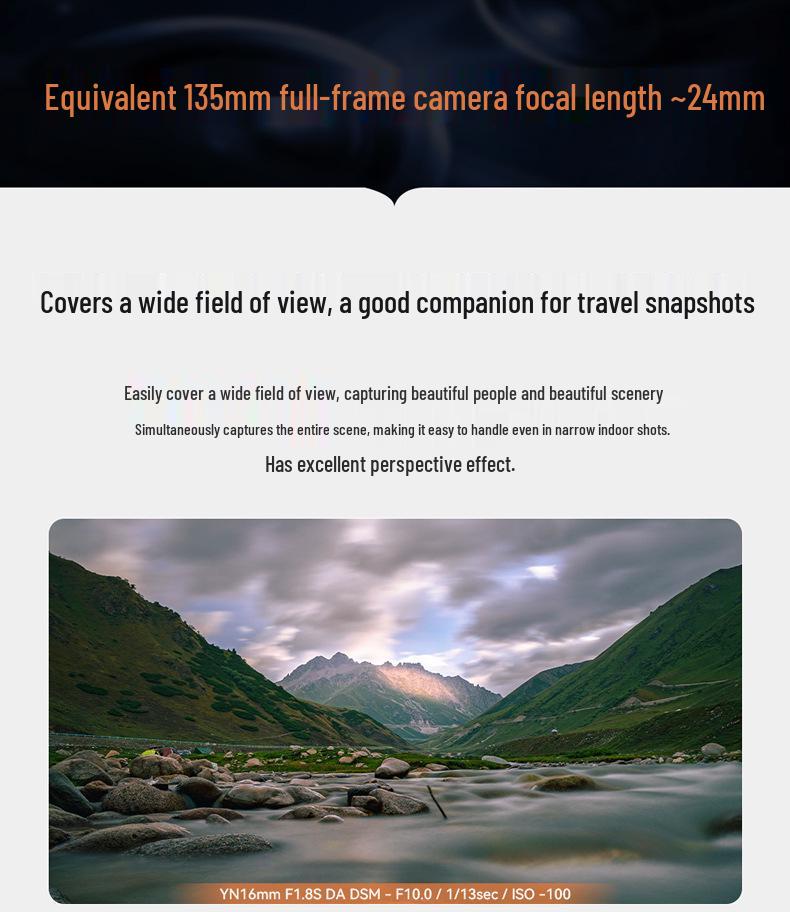 Yongnuo 16mm F1.8 Ultra Wide-Angle Prime Autofocus Lens for Sony E-Mount APS-C Mirrorless Cameras