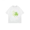 Oversized T-shirt Zwarte Kat en Klaver Print Casual Streetwear Voor Vrouwen