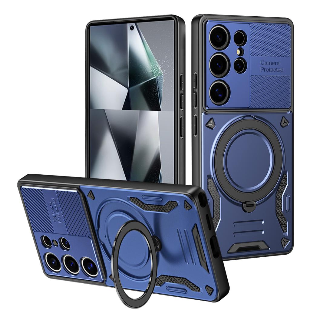 Luxury Armor 360 Rotating Magnetic Phone Case For Samsung S25 Ultra S24 Plus S23 A16 A17 Kickstand Protection For Magsafe Cover