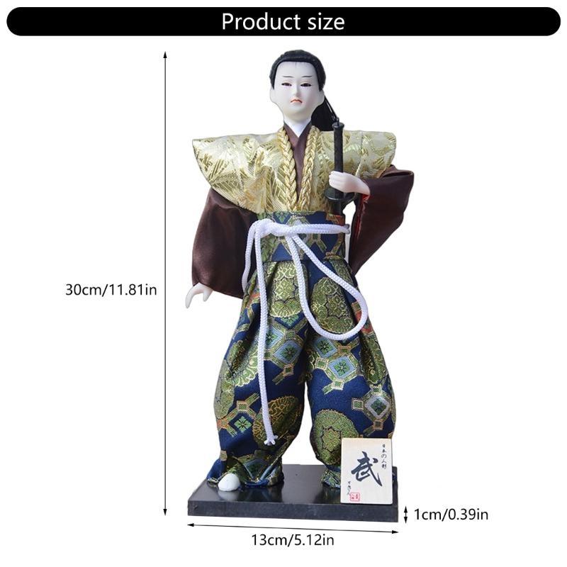 Traditional Japanese Samurais Dolls with Kimonos Figurine In Kimonos for Decoration