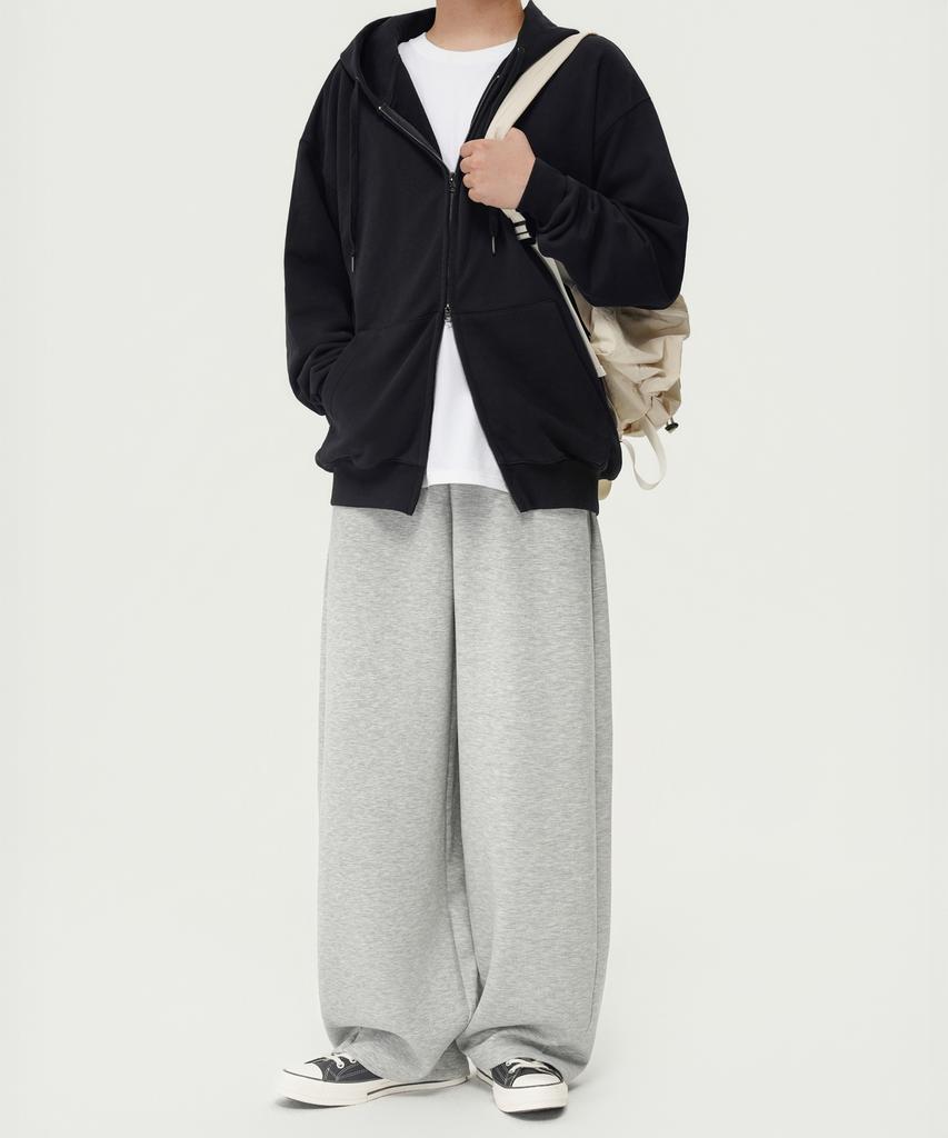 Beokeuldaun Comfort Curved Fit Wide Sweatpants (Melange Grey)