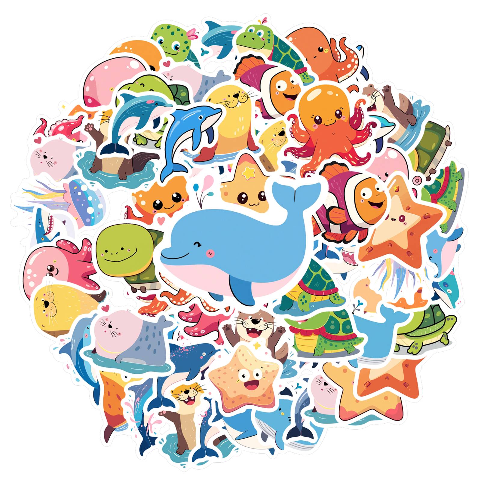 

35pcs Cute Sea Life Stickers Playful Ocean Animals Animal Stickers Stickers For Laptop Luggage Scrapbook Diary