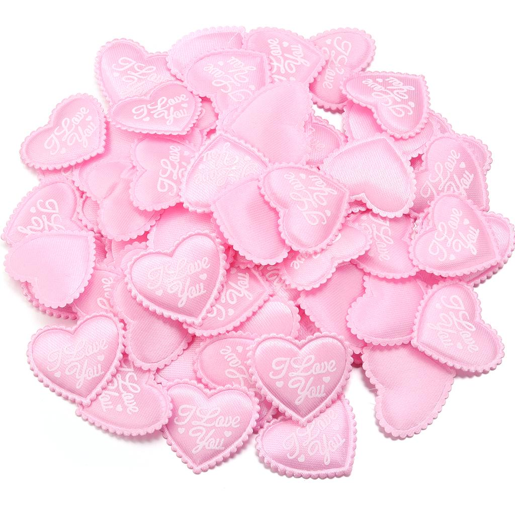 30-50pcs Printed I Love You Heart Patches Sponge Satin Fabric Heart Petals Confetti For Wedding Party Valentine's Day Decoration