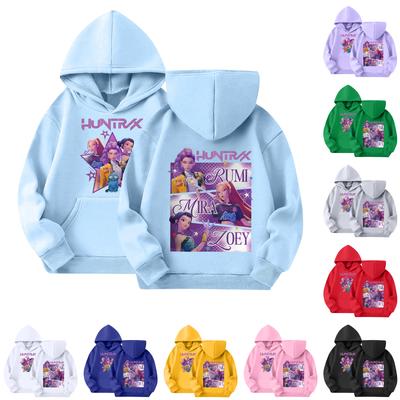 Moletom Infantil Casual de Gola Redonda Estampado Pulôver de Manga Comprida com Capuz