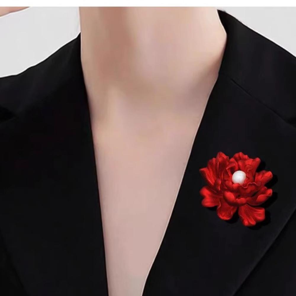 Rote Pfingstrose Blume Korsage Mantelnadel Hochwertiges Zubehör