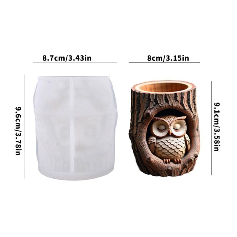 Stump Owl Flower Container Molds Candle Holder Mold Suitable for Resin Casting Handcrafted Jewelry Making and Home Deck