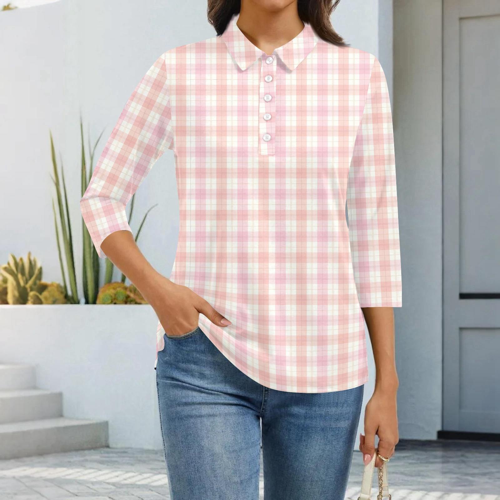 

Женская модная повседневная рубашка с лацканами и рукавом 3/4 с принтом, женские топы на пуговицах M