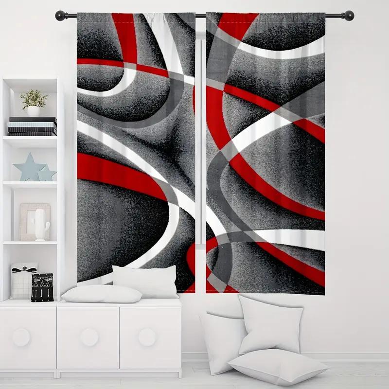 2pcs Abstract Swirl Sheer Curtain   Design Window Treatment   Living Room/Bedroom Decor   Rod Pocket Curtain