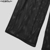 INCERUN Men Elastic Waist Hollow Out Fishnet Beach Holiday Long Pants Trousers