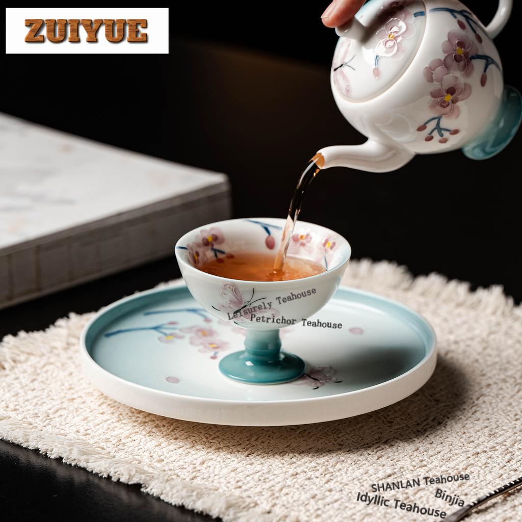 60ml Hand-painted Phalaenopsis High Foot Teacup Luxury Tea Bowl Cute Cup Tea-tasting Smelling Cup Chazhan Master Cups For Tea