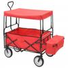 Foldable Handcart with Sunshade Steel Red