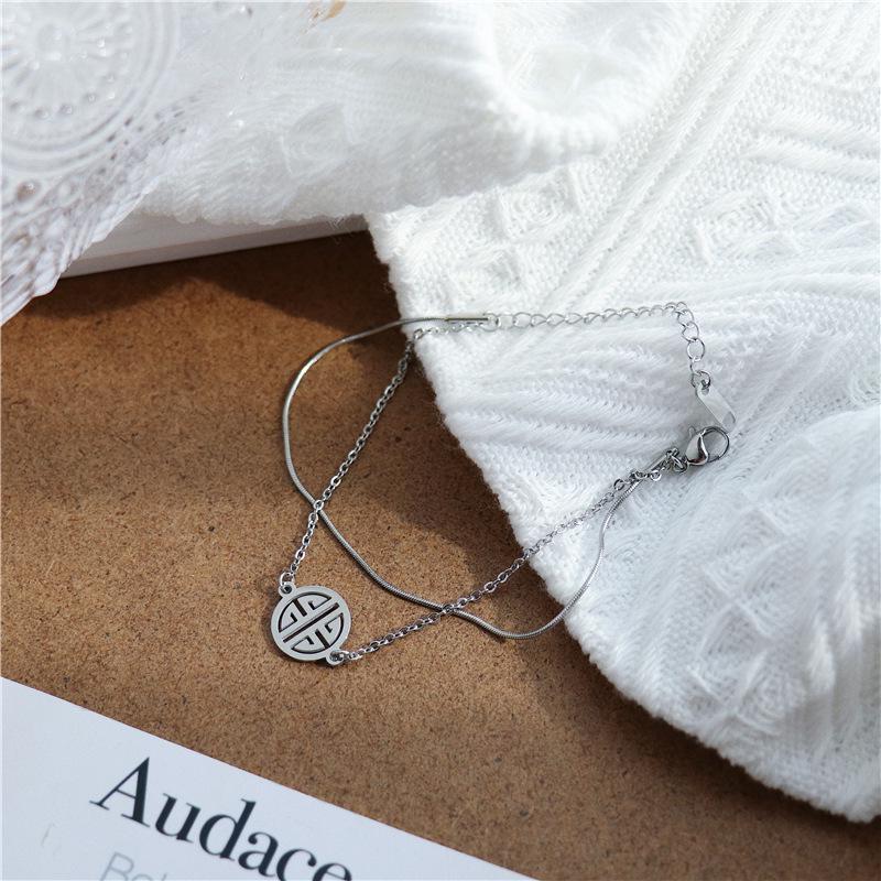 Double Layer Korean Fashion Titanium Steel Friendship Bracelet for Women - Simple, Stylish, and Trendy