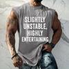 Men’s Sleeveless Casual Loose Fit T Shirt with Slightly Unstable Highly Entertaining Graphic Print Crew Neck Top