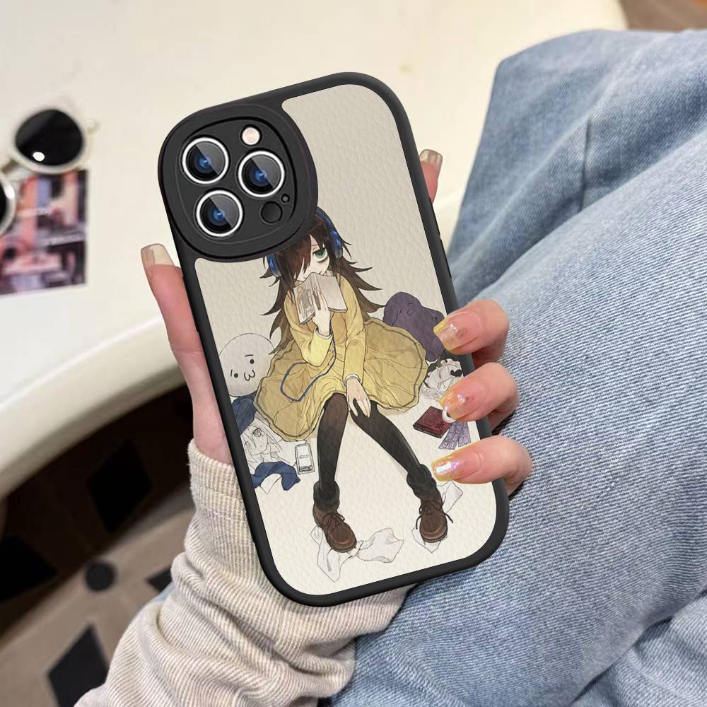 Watamote K-Kuroki T-Tomoko Leather Phone Case For IPhone 16 15 14 13 12 11 Pro Max Plus Shockproof Cover