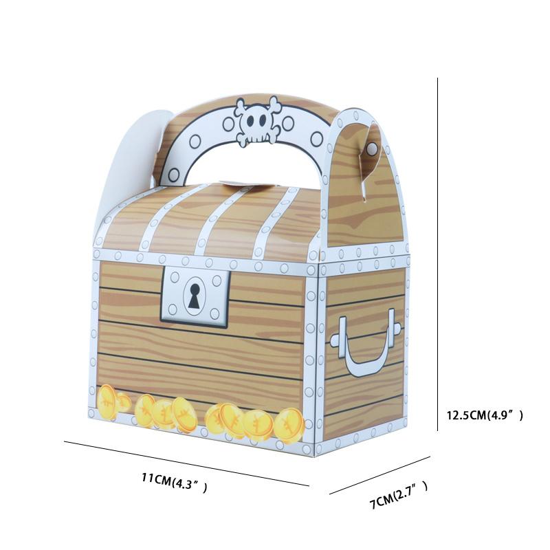 

6/12pc Pirate Treasure Boxes Candy Goodie Box kids Halloween Party Favor DIY Treasure Gift Box Pirate Theme Birthday Party decor 6pcs&11x7x12.5cm