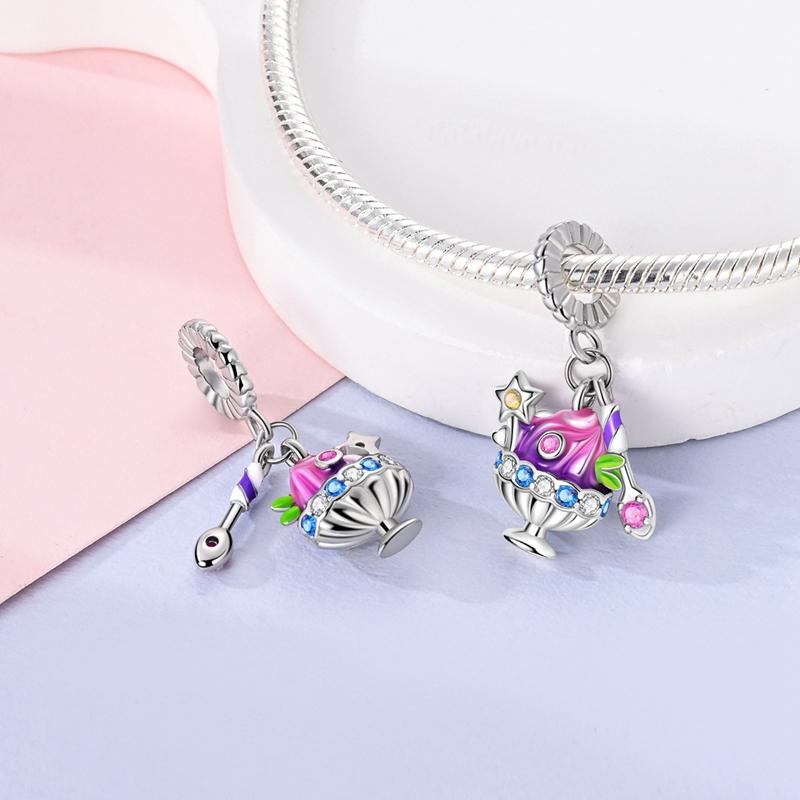 Original Charms Copper Colorful Dessert Spoon Star Pendant Fit Charms Plata Bracelets For Women Women Jewelry Making Diy