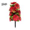 Indoor Outdoor Holiday Accents 22" Artificial Poinsettia Flowers with Ground Spikes, Red Christmas Floral Stakes, Waterproof Festive Stakes