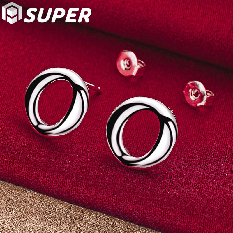 925 Sterling Silver Round Earrings Gift, Romantic and Fashionable Jewelry