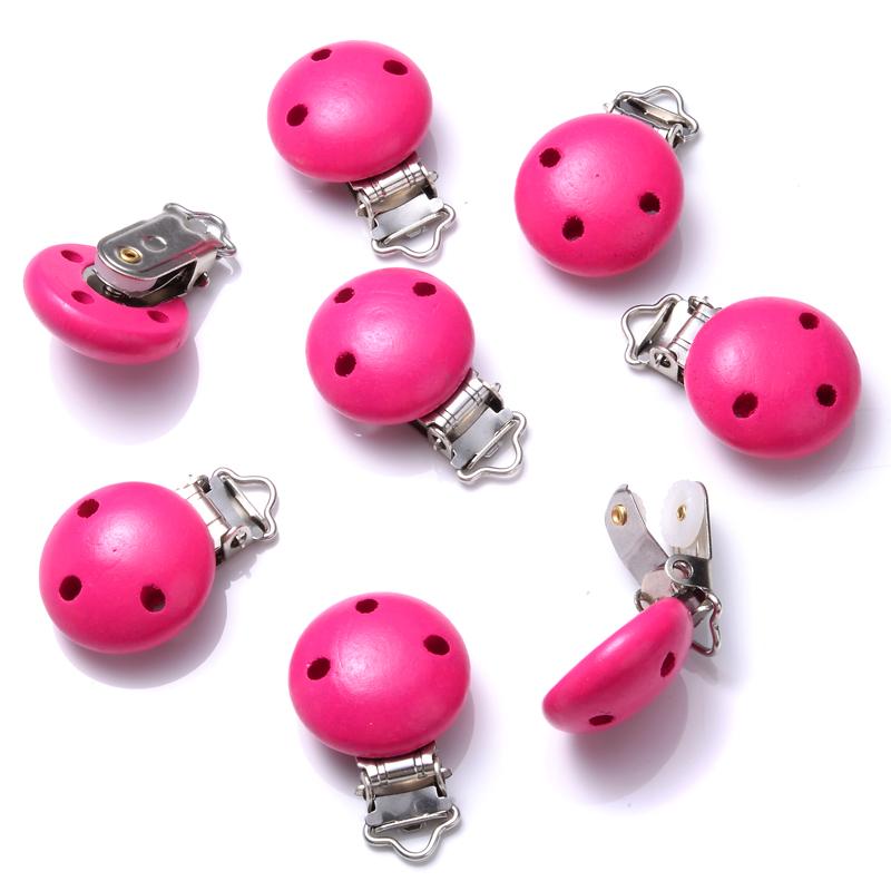 10Pcs 30mm Baby Wooden Pacifier Clips Round Wood Clip for Baby Pacifier Log Nipple Chain Holder Accessories BPA Free