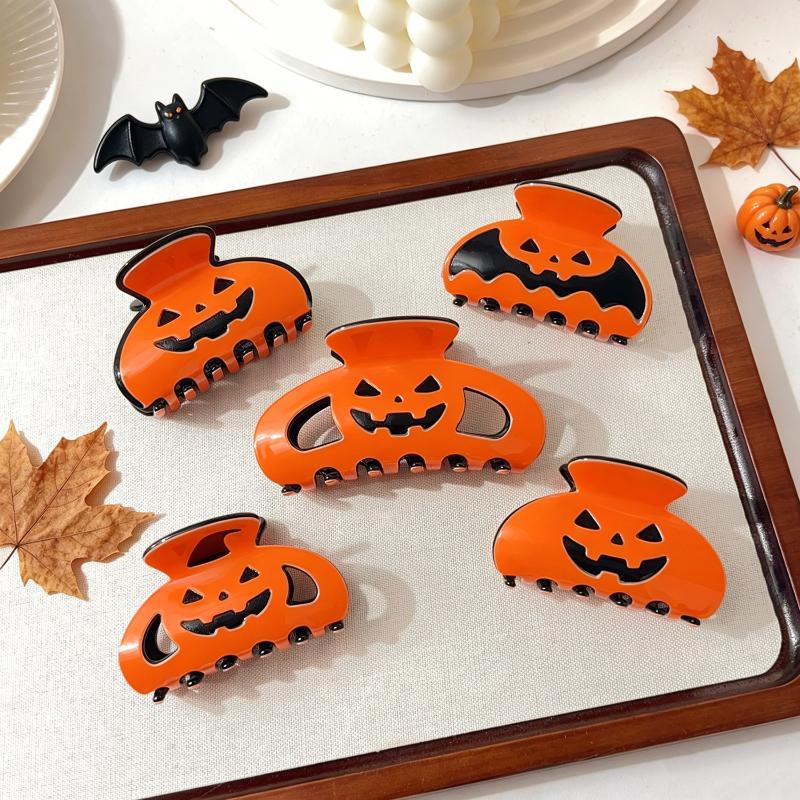 Cute Halloween Pumpkin Hair Claw Clips Non Slip Strong Hold Fashion Hair Clamps for Girls Holiday Party Daily Hairstyling