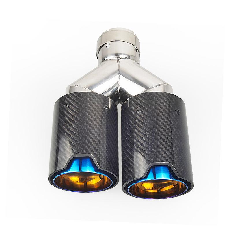 

BMW Car Modification Carbon Fiber Dual/Quad Exhaust Pipe with M Logo - Y-Shaped Tailpipe Car Exhaust Pipe