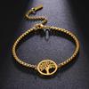 Teamer Vintage Tree of Life Charms Bracelet Women Gold Color Stainless Steel Bracelets 2025 New Jewelry Birthday Gift Wholesale